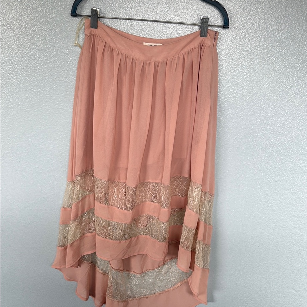 SAN JOY medium Elegant Pink Lace Trim Skirt